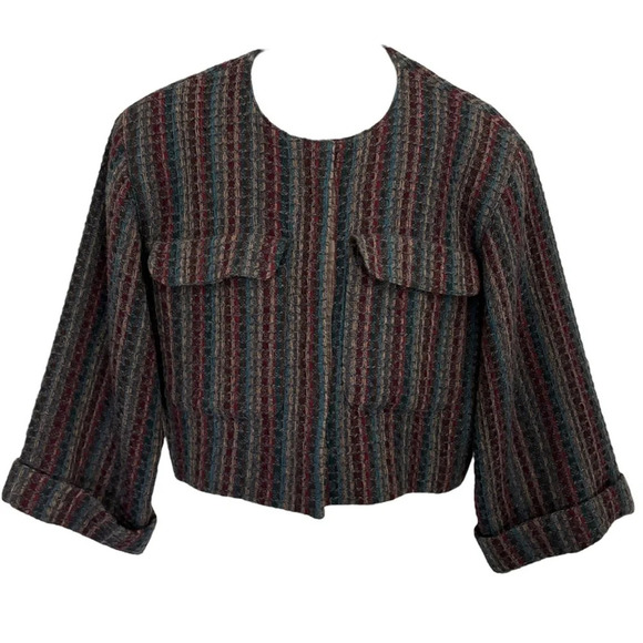 Vintage PEABODY HOUSE 100% Wool Crop Collarless Blazer, 11/12 - Picture 1 of 12
